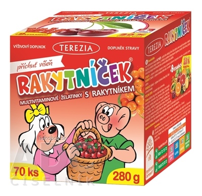 Terezia Rakytníček multivitamínové želatínky s rakytníkom - príchuť višňa 70ks