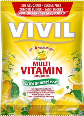 VIVIL BONBONS MULTIVITAMÍN drops s príchuťou citrónu a medovky, bez cukru 60 g