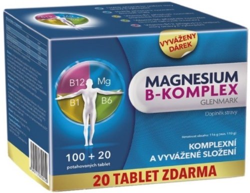 Magnesium B-komplex Glenmark tbl 100+20 ks zadarmo