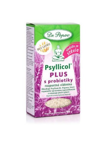 DR. POPOV PSYLLICOL PLUS s probiotikami rozpustná vláknina s príchuťou lesných jahôd 100 g