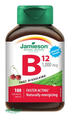 JAMIESON Vitamín B12 1000μg rýchlorozpustné tablety s príchuťou čerešne 100 tbl