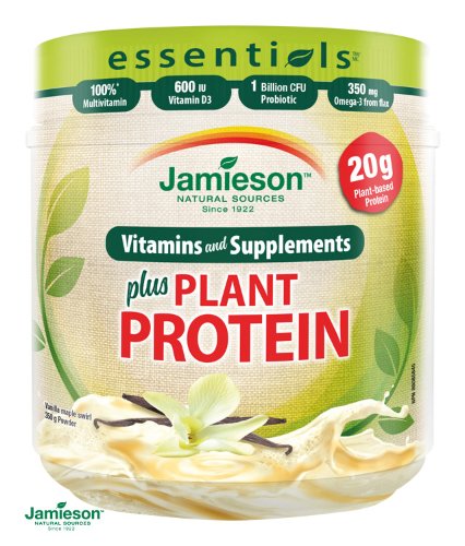 JAMIESON ESSENTIALS PLUS RASTLINNÝ PROTEÍN prášok s príchuťou vanilky a javorového sirupu 350 g