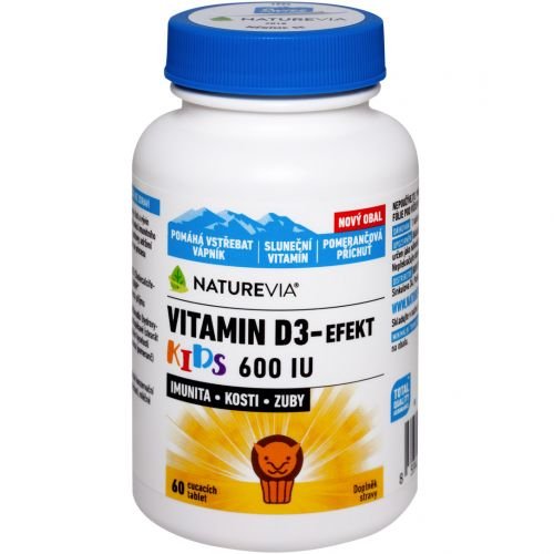 Swiss Naturevia Vitamin D3-EFEKT KIDS 600 I.U. cmúľacie pastilky s pomarančovou príchuťou 60 ks