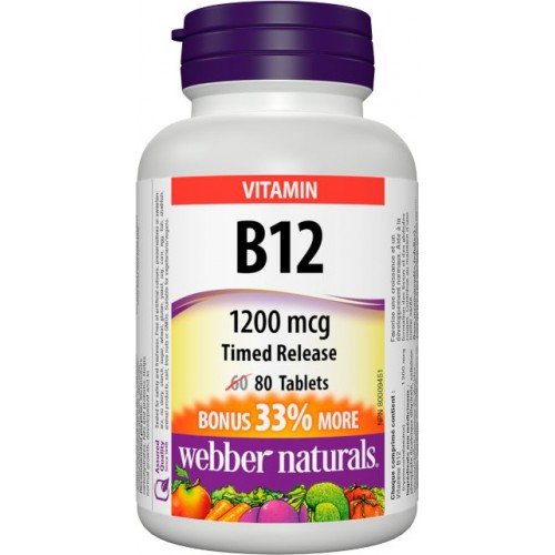 Webber Naturals Vitamin B12 1200 mcg 80 tbl