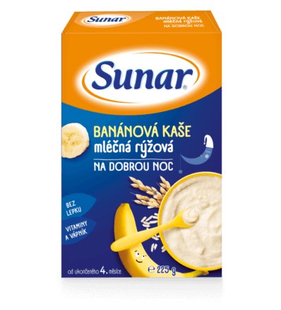 SUNÁREK Kašička mliečna ryžová na dobrú noc Banánová 225 g