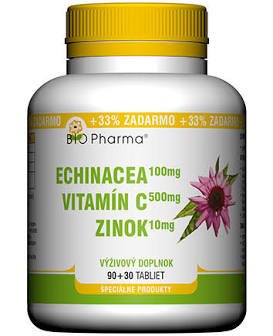 BIO Pharma Echinacea Vitamín C Zinok 90+30 tabliet