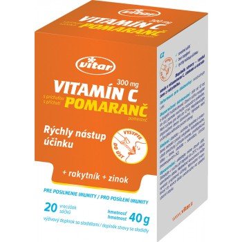 Vitar Vitamín C 300 mg s rakytníkom + zinok 20 vrecúšok
