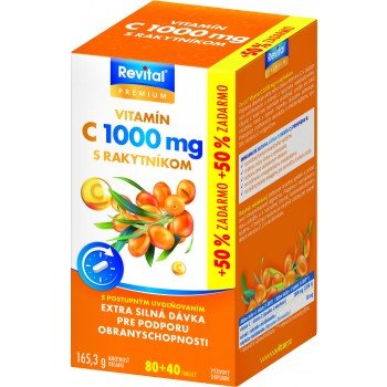 Revital PREMIUM VITAMIN C 1000 mg S RAKYTNÍKOM tablety s postupným uvoľňovaním 80+40 zadarmo