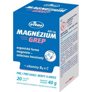 VITAR Magnézium Grep 400 mg + vitamíny B6 a C 20 ks