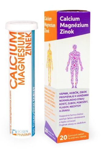 RosenPharma ZINOK, MAGNESIUM, CALCIUM šumivé tablety 20ks