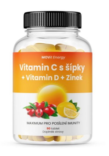 MOVit Vitamín C 1200 mg so šípkami + Vitamín D + Zinok Premium 90 tbl