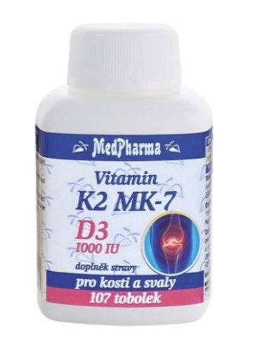 MedPharma Vitamín K2 MK-7 + D3 1000 IU 107 cps