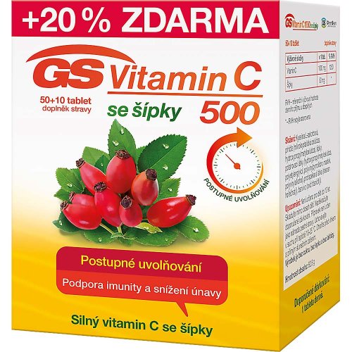 GS Vitamín C 500 so šípkami 50 + 10 tbl