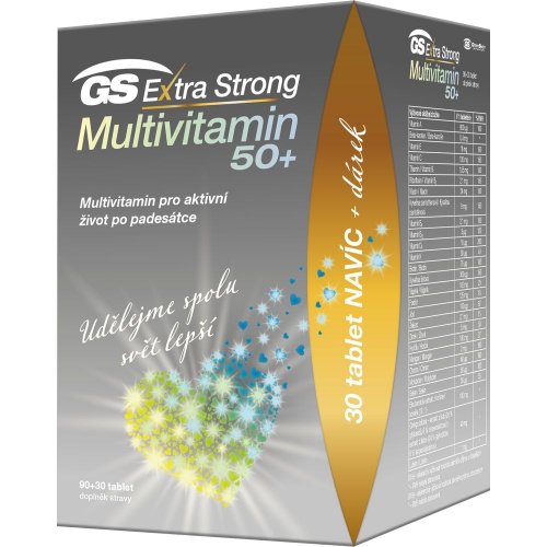 GS Extra Strong Multivitamín 50+, 90+30 tbl - darček 2021
