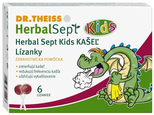 Dr.Theiss HerbalSept Kids KAŠEĽ Lízanky 6 ks