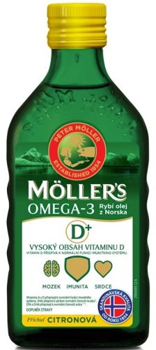 MÖLLER´S Omega 3 D+ olej z tresčej pečene s citrónovou príchuťou 250 ml