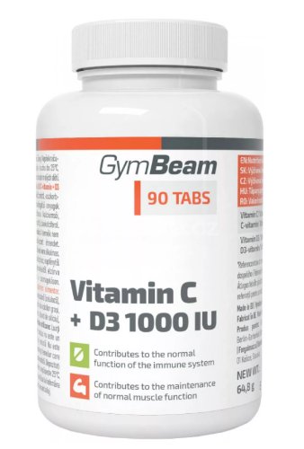 GymBeam Vitamín C + D3 1000 IU 90 ks