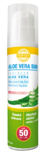 TOPVET Aloe vera opaľovacie mlieko SPF 50 200 ml