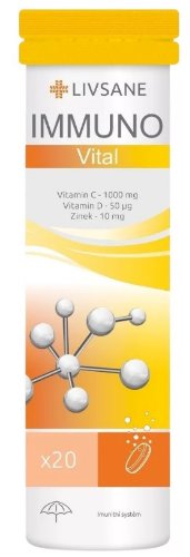 Livsane Immuno Vital šumivé tablety (vitamín C, D, zinok) 20 šumivých tabliet
