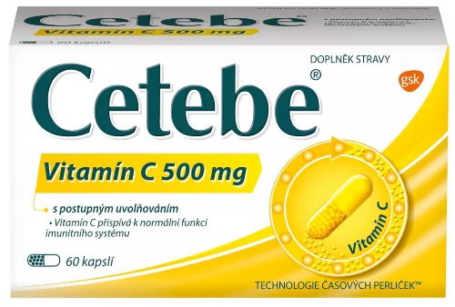 Cetebe Vitamín C 500 mg  s postupným uvoľňovaním 60 kapsúl