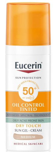 Eucerin Dry Touch Oil Control SPF 50+ krémový gél na opaľovanie na tvár stredne tmavý 50 ml