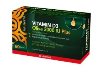 Glenmark Vitamín D3 oliva 2000 IU plus 60 cps