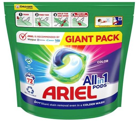 Ariel All-in-1 gélové kapsuly na pranie Color 72 ks