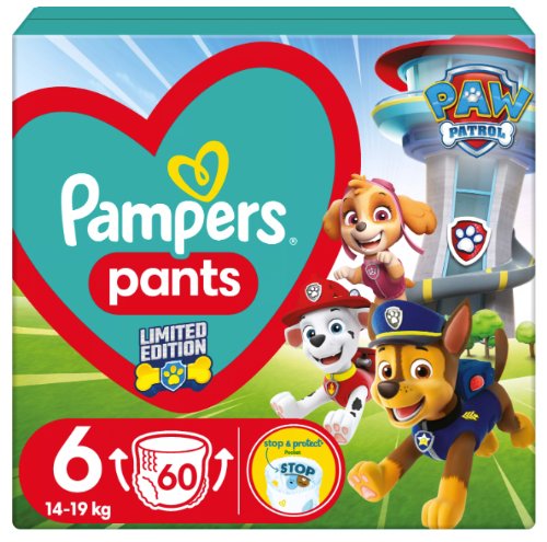 PAMPERS Active Baby Pants Paw Patrol Plienky nohavičkové vel. 6, 60 ks