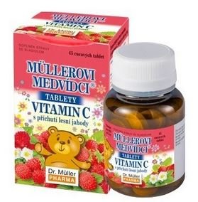Müllerove medvedíky tablety s príchuťou lesných jahôd a vitamínom C 45 tbl