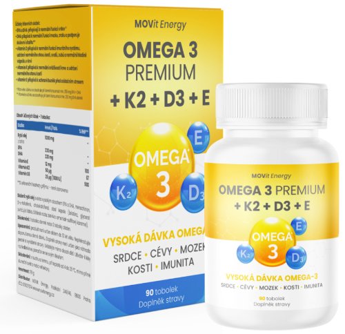 MOVit Omega 3 premium + K2 + D3 + E 90 kapsúl