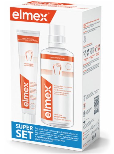 Elmex Caries Protection ústna voda 400 ml + Zubná pasta 75 ml