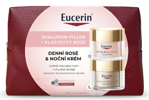 Eucerin Vianoce HYALURON-FILLER + ELASTICITY rosé denný krém 50 ml + nočný krém 50 ml