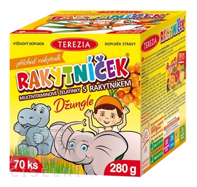 Terezia Rakytníček Džungľa multivitamínové želatínky s rakytníkom 70 ks