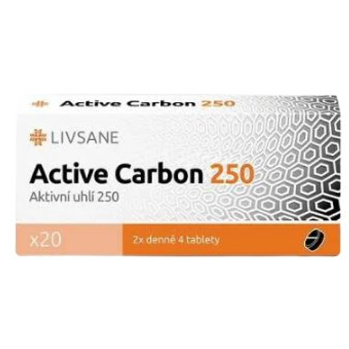 Livsane Active carbon 250 černé uhlí 20 tbl