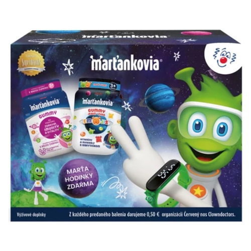 Walmark Marťankovia gummy s bazou čiernou + emojis + marťahodinky set